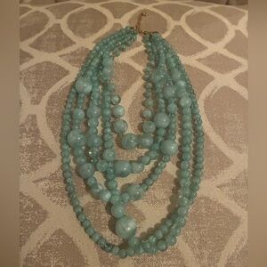 Natasha Mint 4 strand chunky Beaded Necklace
